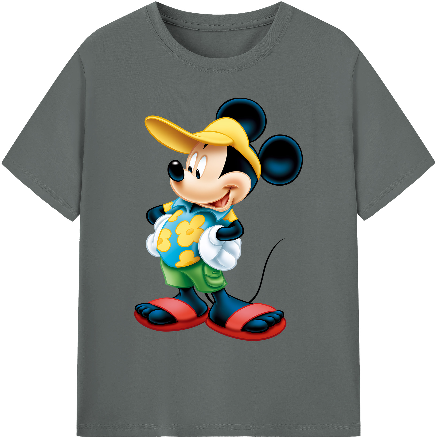 ミッキーマウス Mickey Mouse 綿100％ メンズ半袖Tシャツ｜肌触りやわらか＆通気性